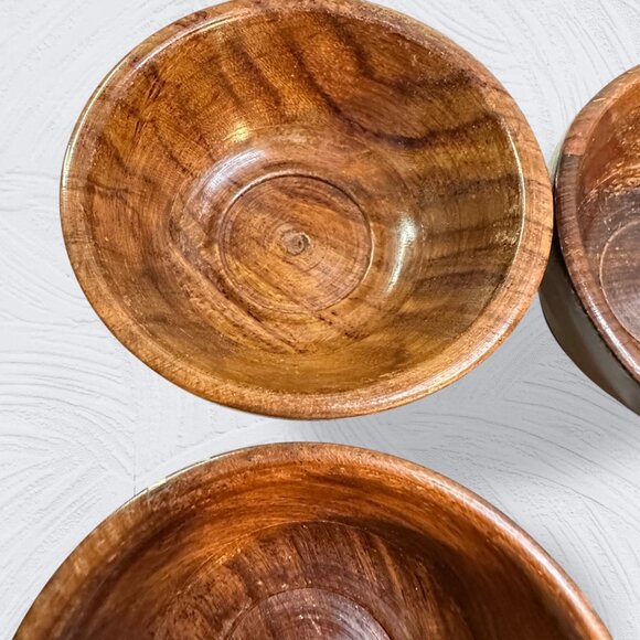 Sheesham Hand-Crafted Wooden Bowls Matching Spoons Set Of 4 With Floral Inlay De - Picture 12 of 16